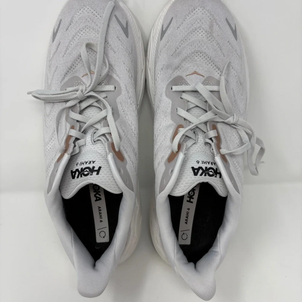 Hoka Arahi 6 Womens Size 12 Grey White Athletic Running Shoes (1123195 NCRG)
